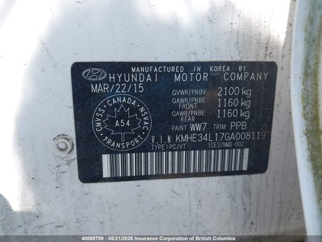 KMHE34L17GA008119 Hyundai Sonata Hybrid Limited