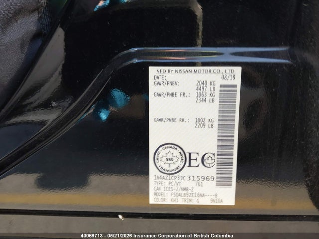 Aukcja sprzedaży 2018 Nissan Leaf, vin: 1N4AZ1CP3JC315969, numer aukcji: 40069713