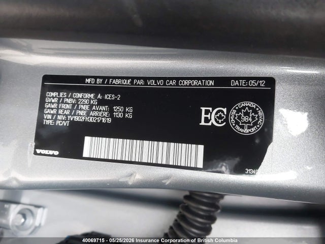 Aukcja sprzedaży 2013 Volvo S60, vin: YV1902FH3D2171619, numer aukcji: 40069715