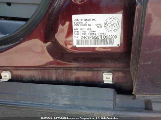 Продаж на аукціоні авто 2007 Honda Pilot, vin: 2HKYF18507H003209, номер лоту: 40069743