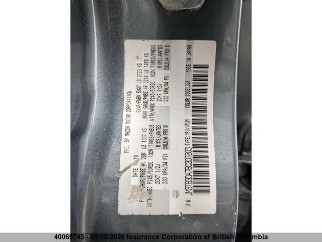 40069745 :رقم المزاد ، JM3TB3DA7B0307803 vin ، 2011 Mazda Cx-9 مزاد بيع