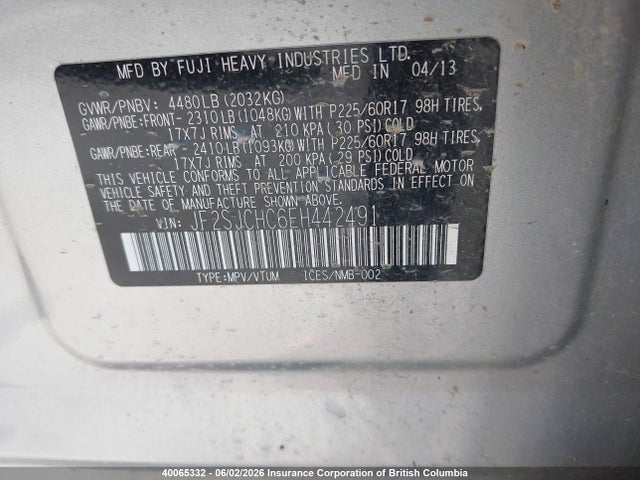 2014 Subaru Forester 2.5i Limited მანქანა იყიდება აუქციონზე, vin: JF2SJCHC6EH442491, აუქციონის ნომერი: 40065332