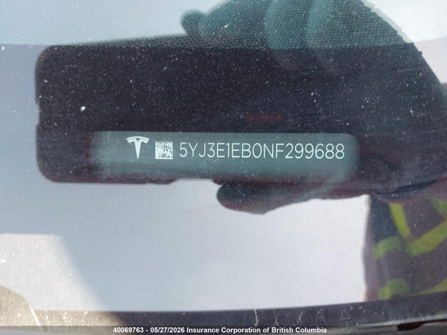 Aukcja sprzedaży 2022 Tesla Model 3, vin: 5YJ3E1EB0NF299688, numer aukcji: 40069763
