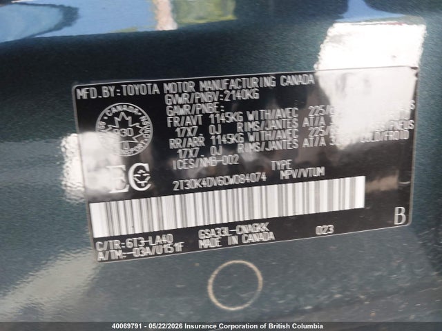 Aukcja sprzedaży 2012 Toyota Rav4, vin: 2T3DK4DV6CW084074, numer aukcji: 40069791