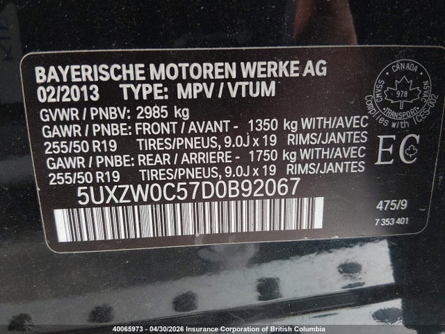 Продаж на аукціоні авто 2013 Bmw X5 Xdrive35d, vin: 5UXZW0C57D0B92067, номер лоту: 40065973
