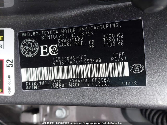 4T1S11AKXPU093488 Toyota Camry