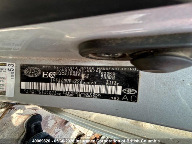 Продаж на аукціоні авто 2006 Toyota Corolla Ce/le/s, vin: 2T1BR32E16C693071, номер лоту: 40069820