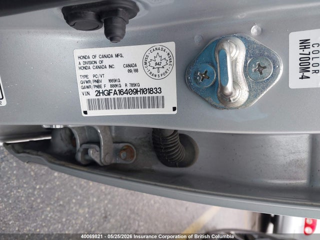 Aukcja sprzedaży 2009 Honda Civic, vin: 2HGFA16409H101833, numer aukcji: 40069821