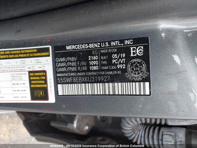 55SWF8EBXKU319927 Mercedes-Benz C 300 4matic