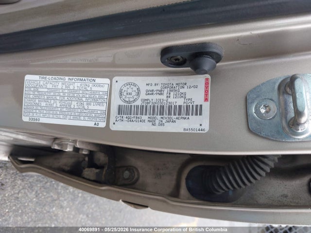 Продажа на аукционе авто 2003 Toyota Camry, vin: JTDBF32K030123017, номер лота: 40069891