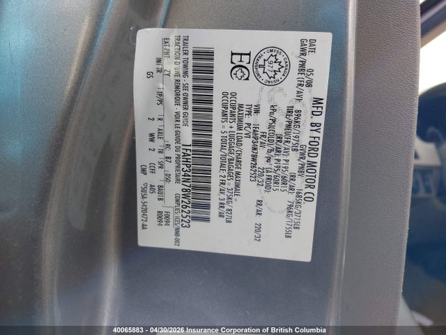 Продажа на аукционе авто 2008 Ford Focus S/se, vin: 1FAHP34N78W262523, номер лота: 40065883