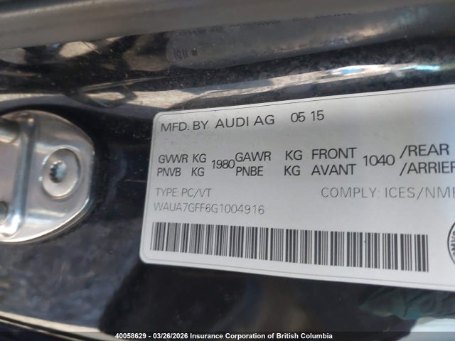 Продаж на аукціоні авто 2016 Audi A3 Premium, vin: WAUA7GFF6G1004916, номер лоту: 40058629