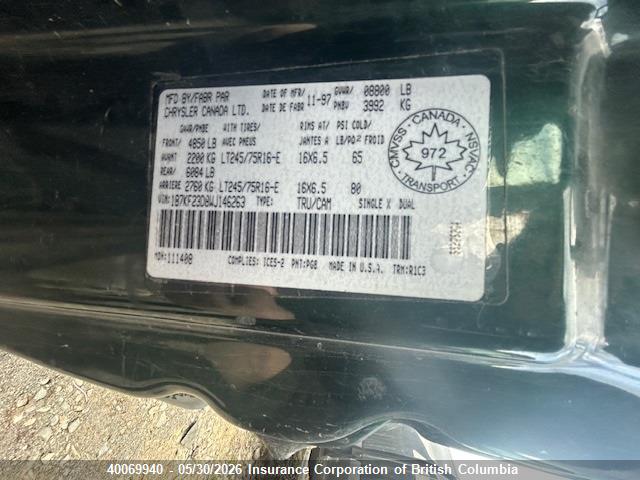 Aukcja sprzedaży 1998 Dodge Ram 2500, vin: 1B7KF23D8WJ146263, numer aukcji: 40069940