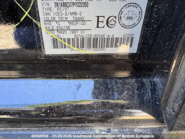 Aukcja sprzedaży 2023 Nissan Sentra Sv, vin: 3N1AB8CV7PY222350, numer aukcji: 40069956
