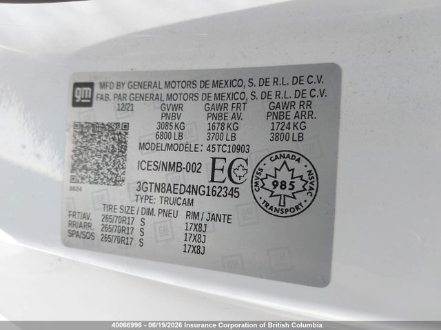 3GTN8AED4NG162345 GMC Sierra Limited C1500