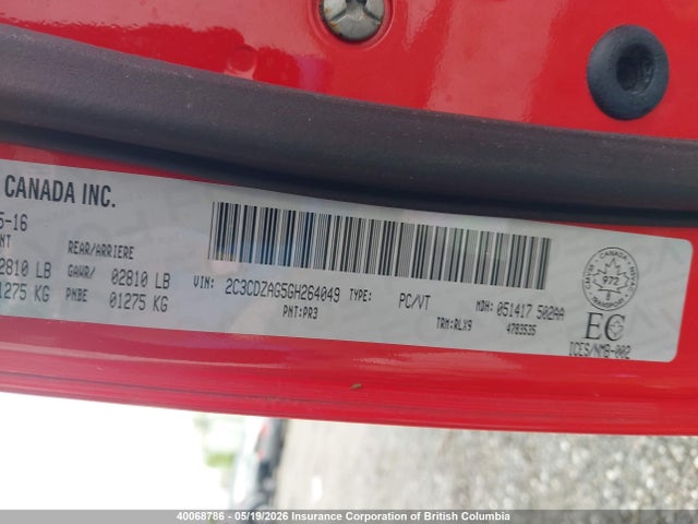 Aukcja sprzedaży 2016 Dodge Challenger Sxt, vin: 2C3CDZAG5GH264049, numer aukcji: 40068786