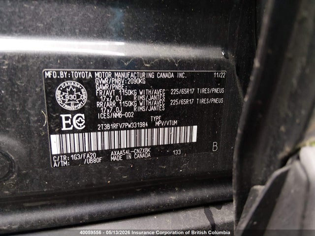 Aukcja sprzedaży 2023 Toyota Rav4 Le, vin: 2T3B1RFV7PW331984, numer aukcji: 40059556