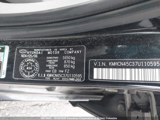 Продажа на аукционе авто 2007 Hyundai Accent Gl/gls, vin: KMHCN45C37U110595, номер лота: 40070042