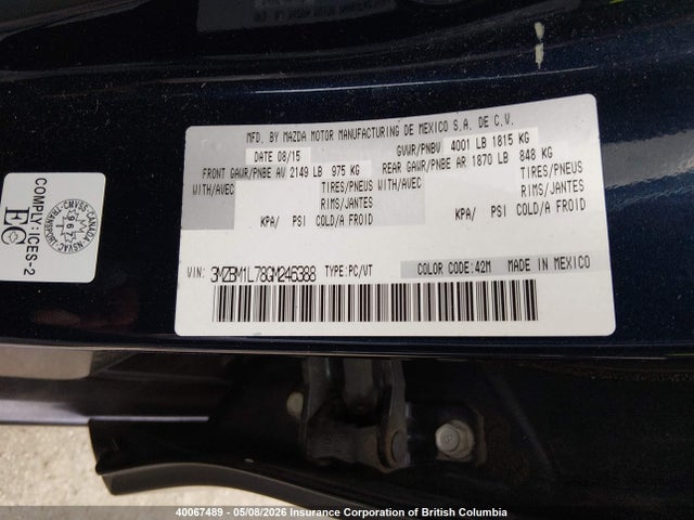 3MZBM1L78GM246388 Mazda 3 TOURING