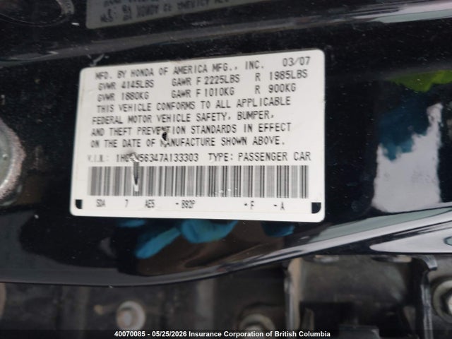 Продажа на аукционе авто 2007 Honda Accord 2.4 Se, vin: 1HGCM56347A133303, номер лота: 40070085