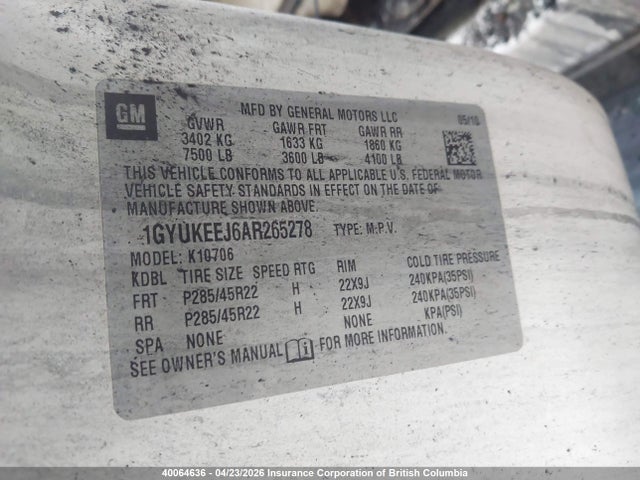 Продаж на аукціоні авто 2010 Cadillac Escalade Hybrid, vin: 1GYUKEEJ6AR265278, номер лоту: 40064636
