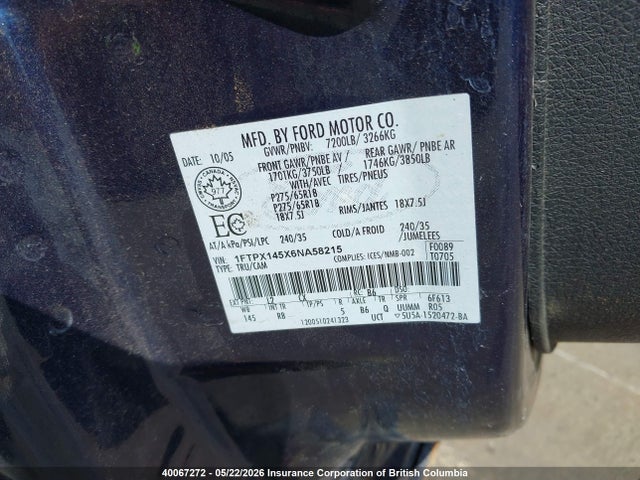 Продаж на аукціоні авто 2006 Ford F150, vin: 1FTPX145X6NA58215, номер лоту: 40067272
