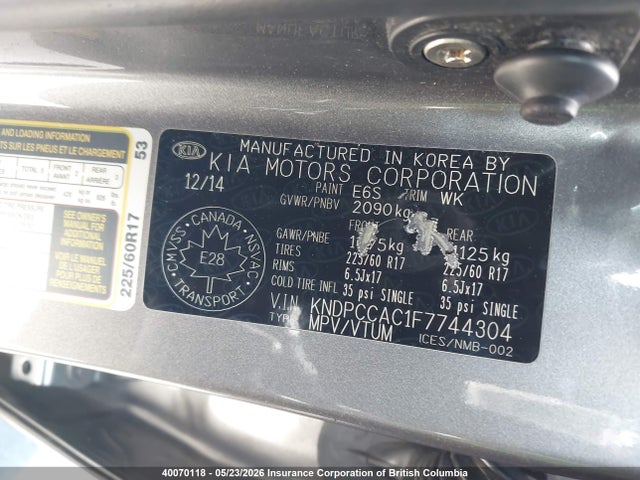 2015 Kia Sportage Ex მანქანა იყიდება აუქციონზე, vin: KNDPCCAC1F7744304, აუქციონის ნომერი: 40070118