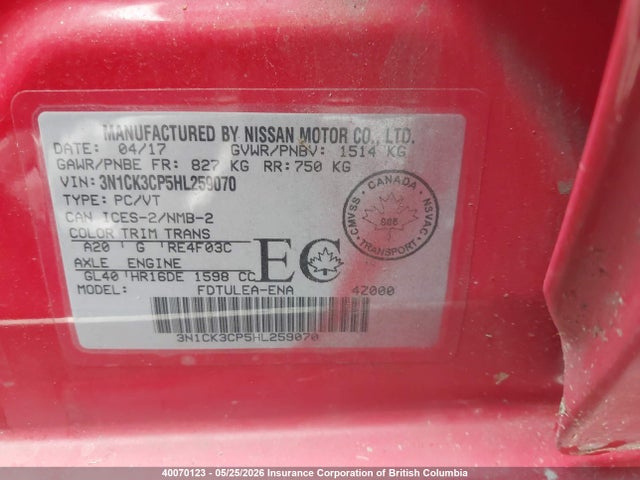 3N1CK3CP5HL259070 Nissan Micra