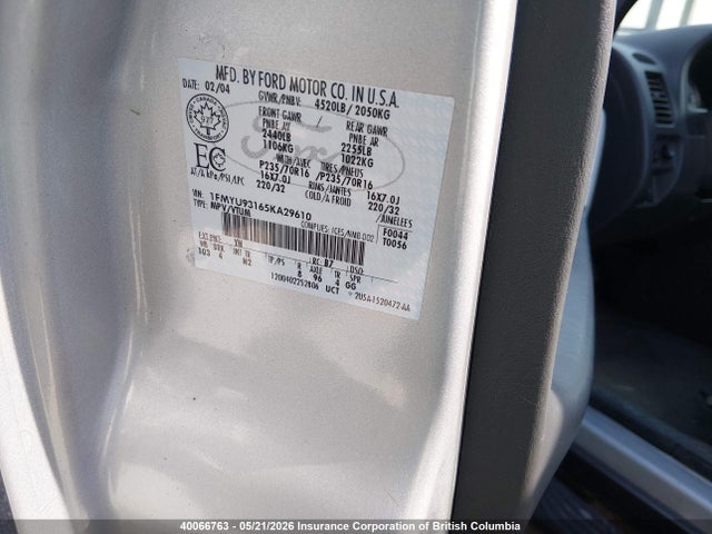 2005 Ford Escape Xlt მანქანა იყიდება აუქციონზე, vin: 1FMYU93165KA29610, აუქციონის ნომერი: 40066763