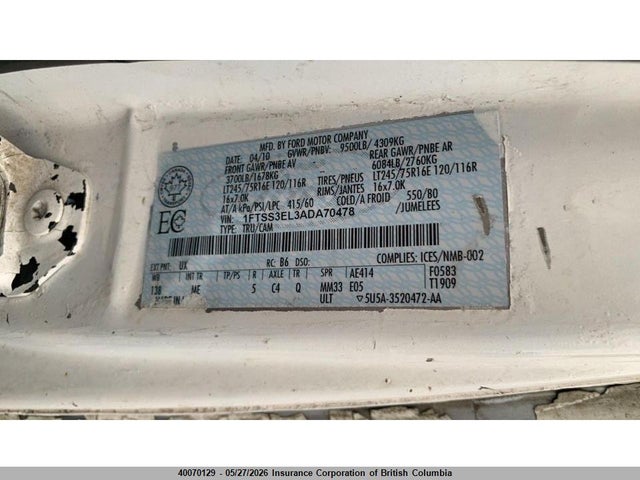 Aukcja sprzedaży 2010 Ford E350, vin: 1FTSS3EL3ADA70478, numer aukcji: 40070129