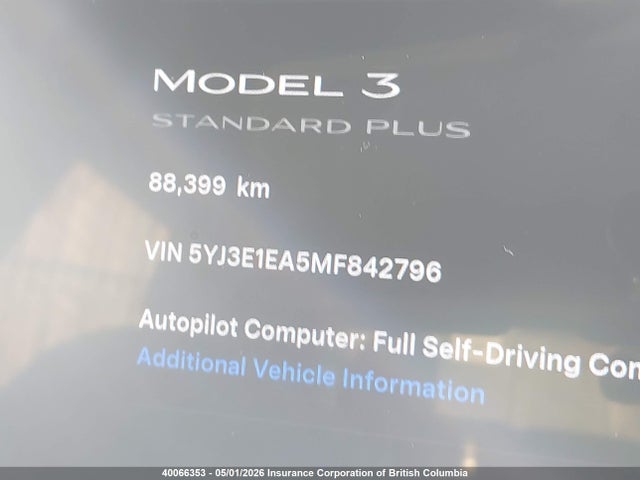 Продаж на аукціоні авто 2021 Tesla Model 3, vin: 5YJ3E1EA5MF842796, номер лоту: 40066353