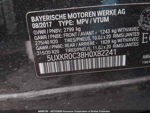 5UXKR0C38H0X82241 BMW X5 Xdrive35i