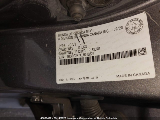 2HGFC2F7XLH012627 Honda CIVIC EX