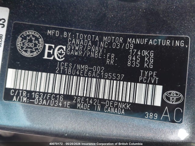 2010 Toyota Corolla S/le/xle მანქანა იყიდება აუქციონზე, vin: 2T1BU4EE6AC195537, აუქციონის ნომერი: 40070172