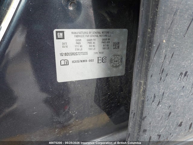 1G1BD5SM2G7273235 Chevrolet Cruze