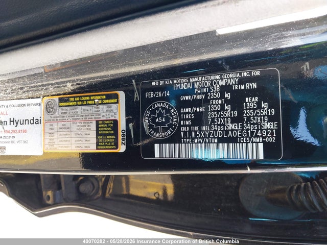 5XYZUDLA0EG174921 Hyundai SANTA FE SPORT