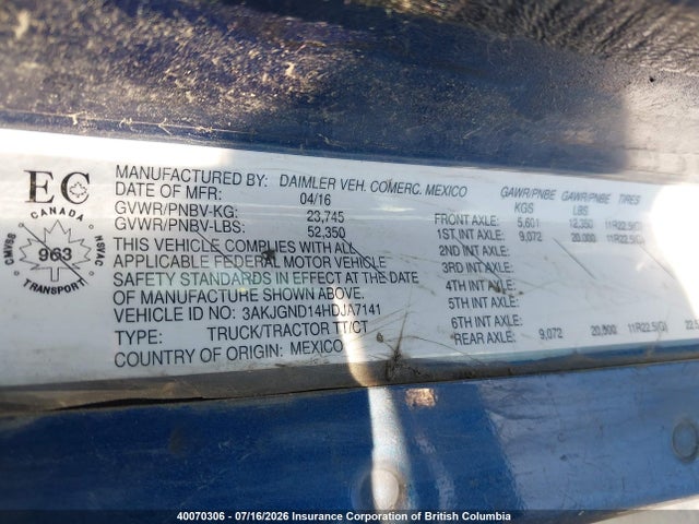 Freightliner Sd122 2017 3AKJGND14HDJA7141 Image 22