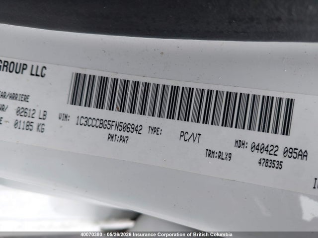Aukcja sprzedaży 2015 Chrysler 200, vin: 1C3CCCBG5FN506942, numer aukcji: 40070380