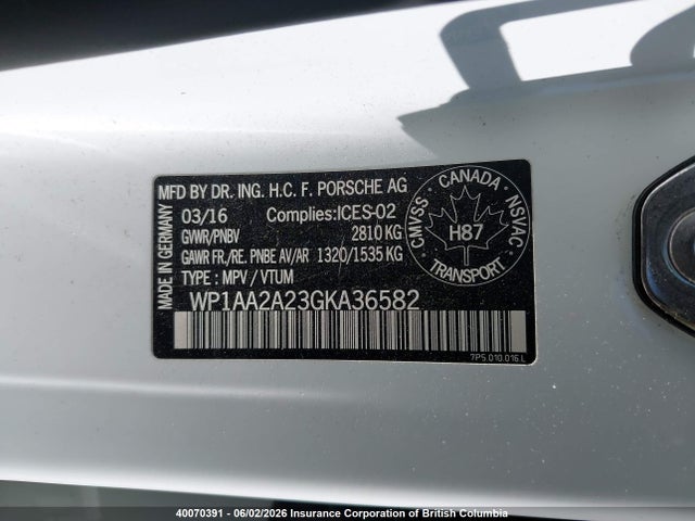 Продаж на аукціоні авто 2016 Porsche Cayenne, vin: WP1AA2A23GKA36582, номер лоту: 40070391