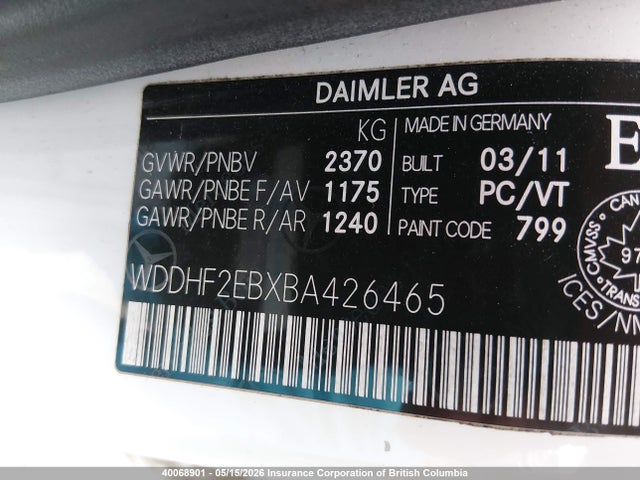 Продажа на аукционе авто 2011 Mercedes-benz E 350 Bluetec, vin: WDDHF2EBXBA426465, номер лота: 40068901