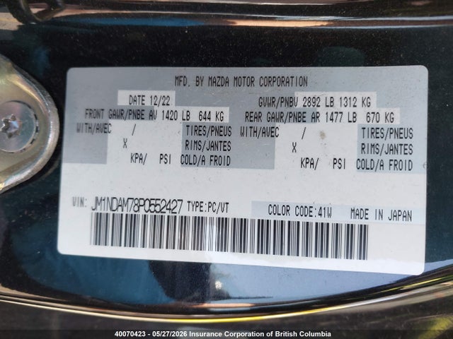 JM1NDAM78P0552427 Mazda Mx-5 Miata Grand Touring