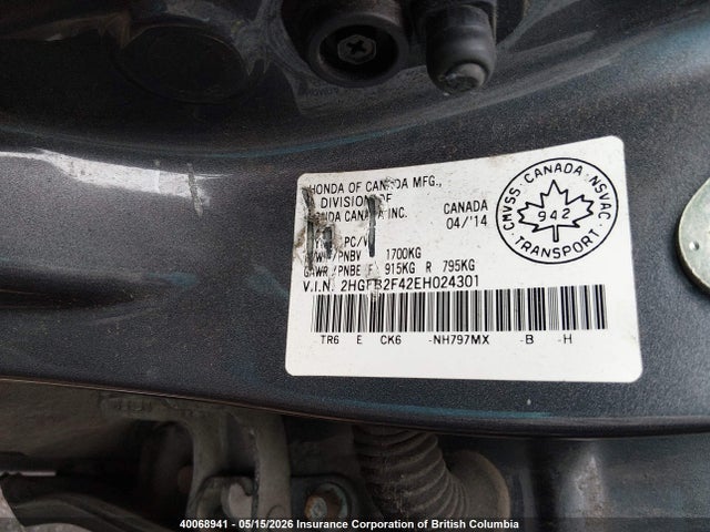 2014 Honda Civic Lx მანქანა იყიდება აუქციონზე, vin: 2HGFB2F42EH024301, აუქციონის ნომერი: 40068941