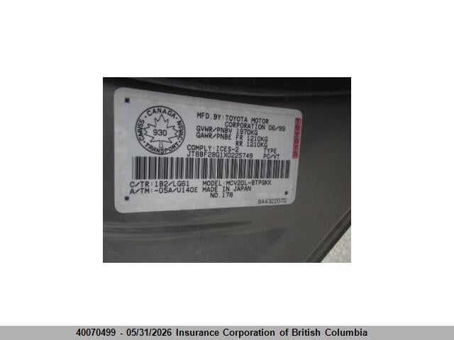 Продаж на аукціоні авто 1999 Lexus Es 300, vin: JT8BF28G1X0225749, номер лоту: 40070499