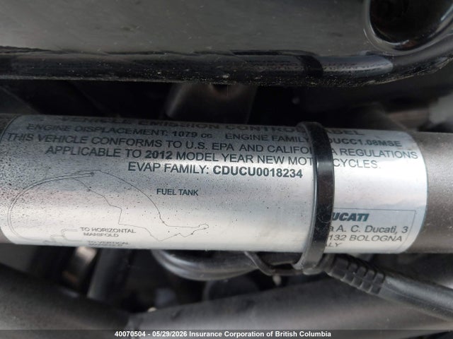Aukcja sprzedaży 2012 Ducati Monster 1110, vin: ZDM1RARR2CB045018, numer aukcji: 40070504