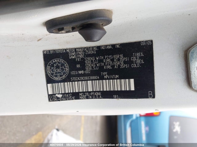Продаж на аукціоні авто 2006 Toyota Sienna Ce, vin: 5TDZA29C06S388804, номер лоту: 40070505