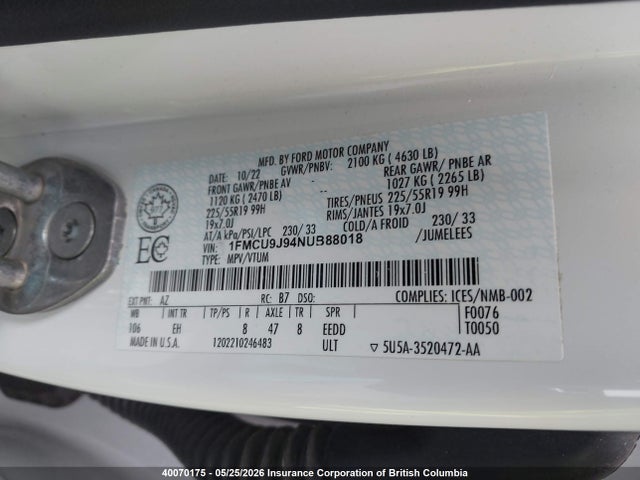 Ford Escape Titanium 2022 1FMCU9J94NUB88018 Image 9