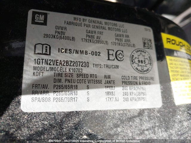 Продаж на аукціоні авто 2011 Gmc Sierra K1500 Sle, vin: 1GTN2VEA2BZ207230, номер лоту: 40070541