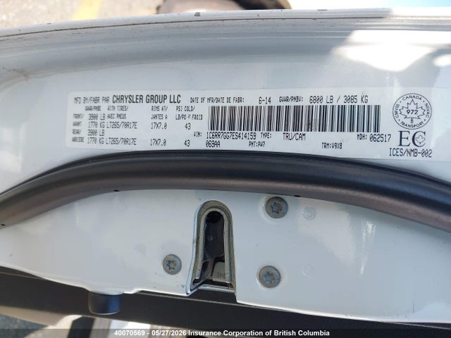 2014 Ram 1500 Slt მანქანა იყიდება აუქციონზე, vin: 1C6RR7GG7ES414159, აუქციონის ნომერი: 40070569