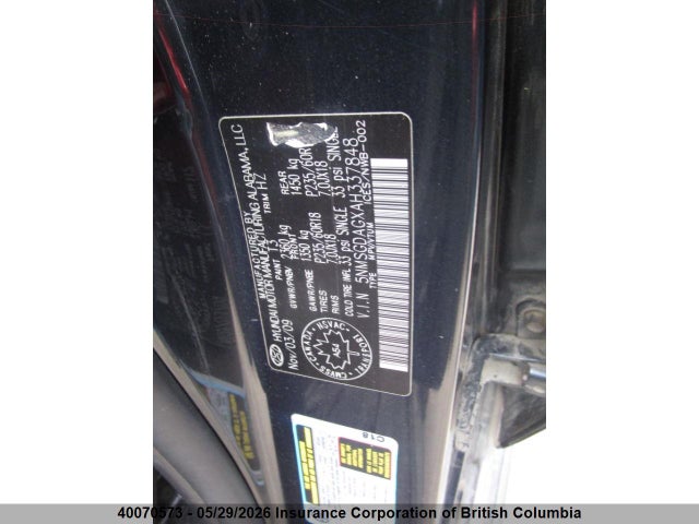 Aukcja sprzedaży 2010 Hyundai Santa Fe Gl 3.5 Sport, vin: 5NMSGDAGXAH337848, numer aukcji: 40070573