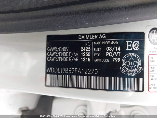 40061035 :رقم المزاد ، WDDLJ9BB7EA122701 vin ، 2014 Mercedes-benz Cls 550 4matic مزاد بيع